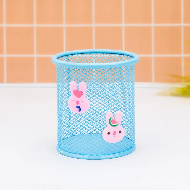 1pc Pink Metal Pen Holder Office Organizer Cosmetic Square Pencil Pen Stand Holders Stationery Container Office School Supplies