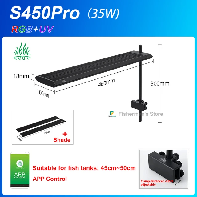 ライト・照明器具 week aqua s450 pro WEEK AQUA NEW S Series S300 S450 PRO RGB+UVA Aquarium Lightning
