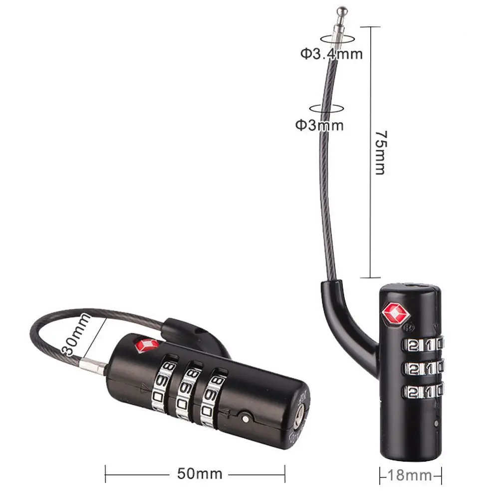 Description Picture 6 of itemHigh Security Portable Small Padlock TSA Customs Lock Padlock with Steel Cable Smart Combination Lock Customs Code Lock