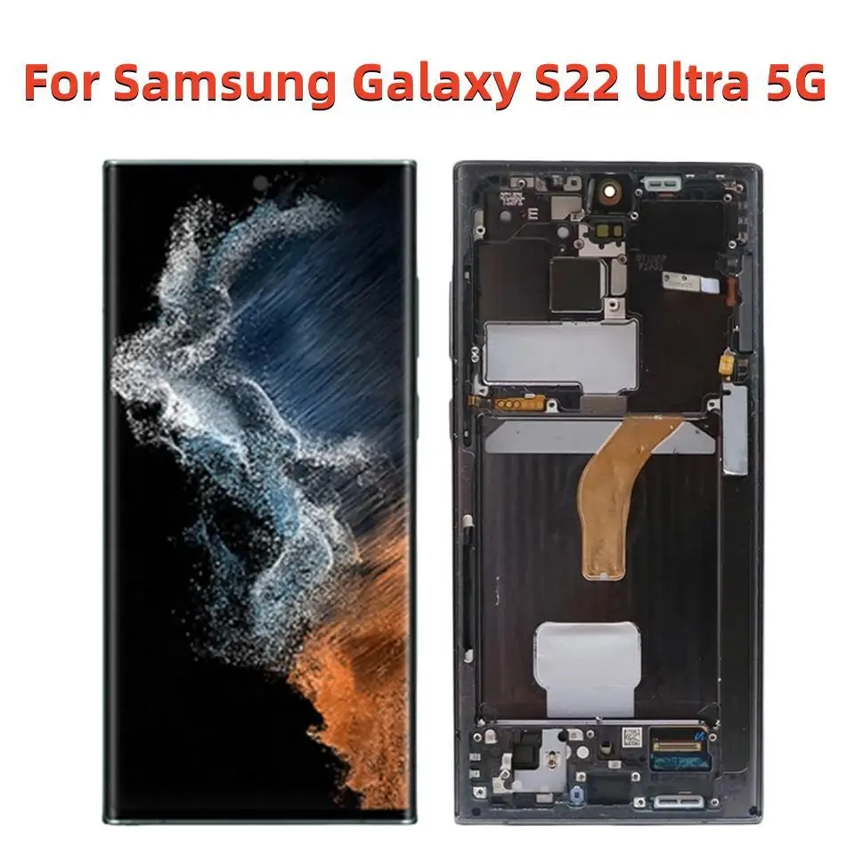 

Original For Samsung Galaxy S22 Ultra 5G Display LCD Screen With Frame 6.8" For SM-G908B/DS G908N G908U LCD Display Parts