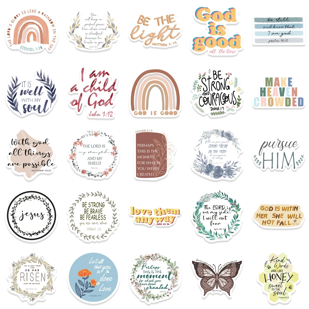 Bible Stickers Jesus Christian  Sticker Verse Bible Christian - 50 Pcs  God's - Aliexpress