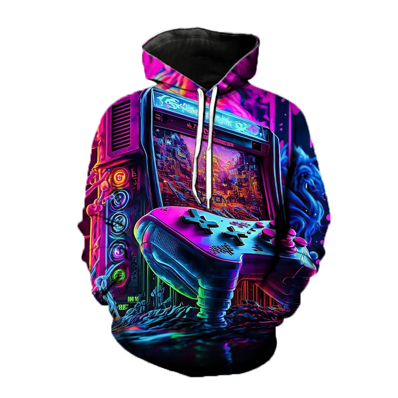Neon Graphic 3D Print Hoodie Sweatshirt Oversized