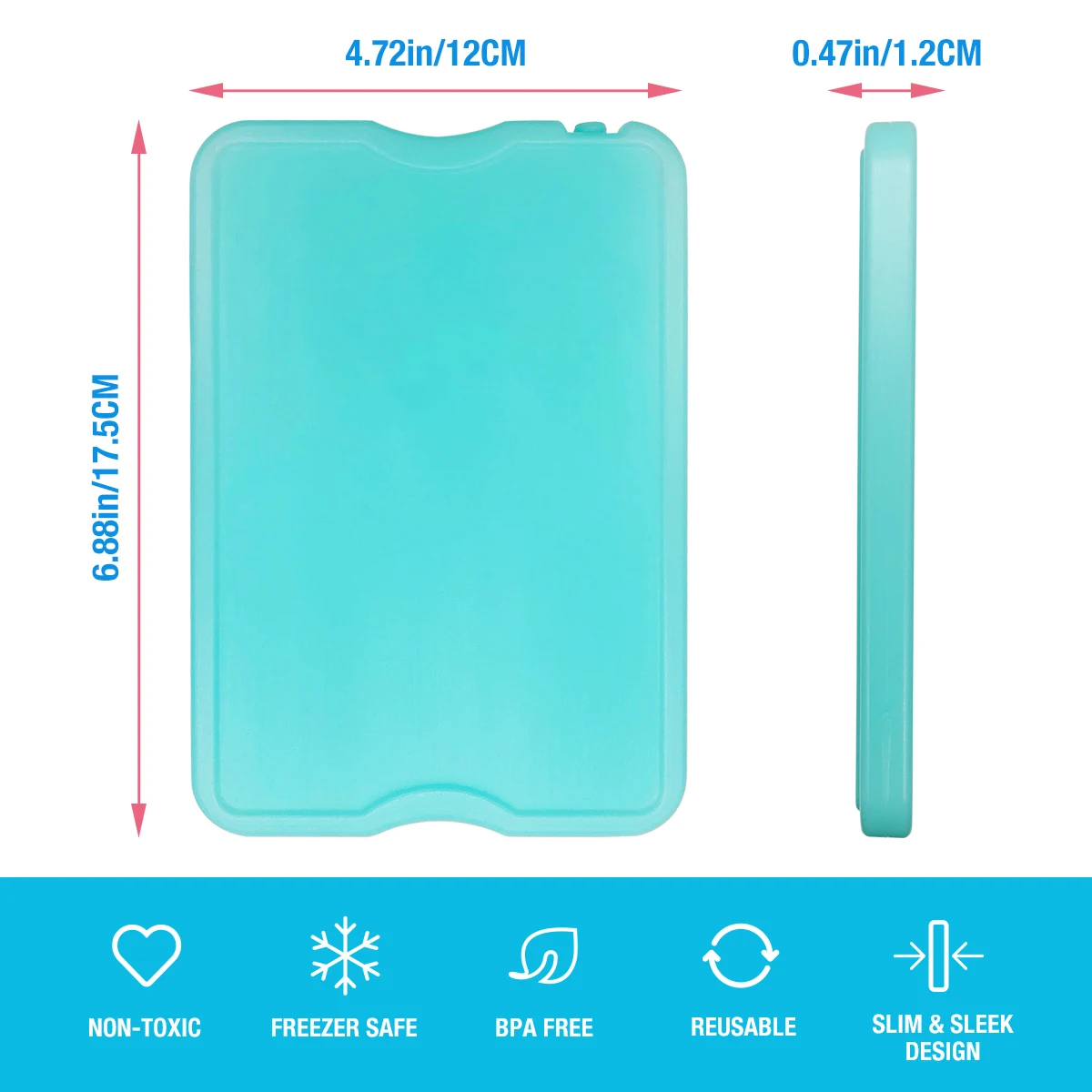 Ice Packs 4 for Lunch Box Freezer Slim Long Lasting Cool for Lunch Bags Cooler