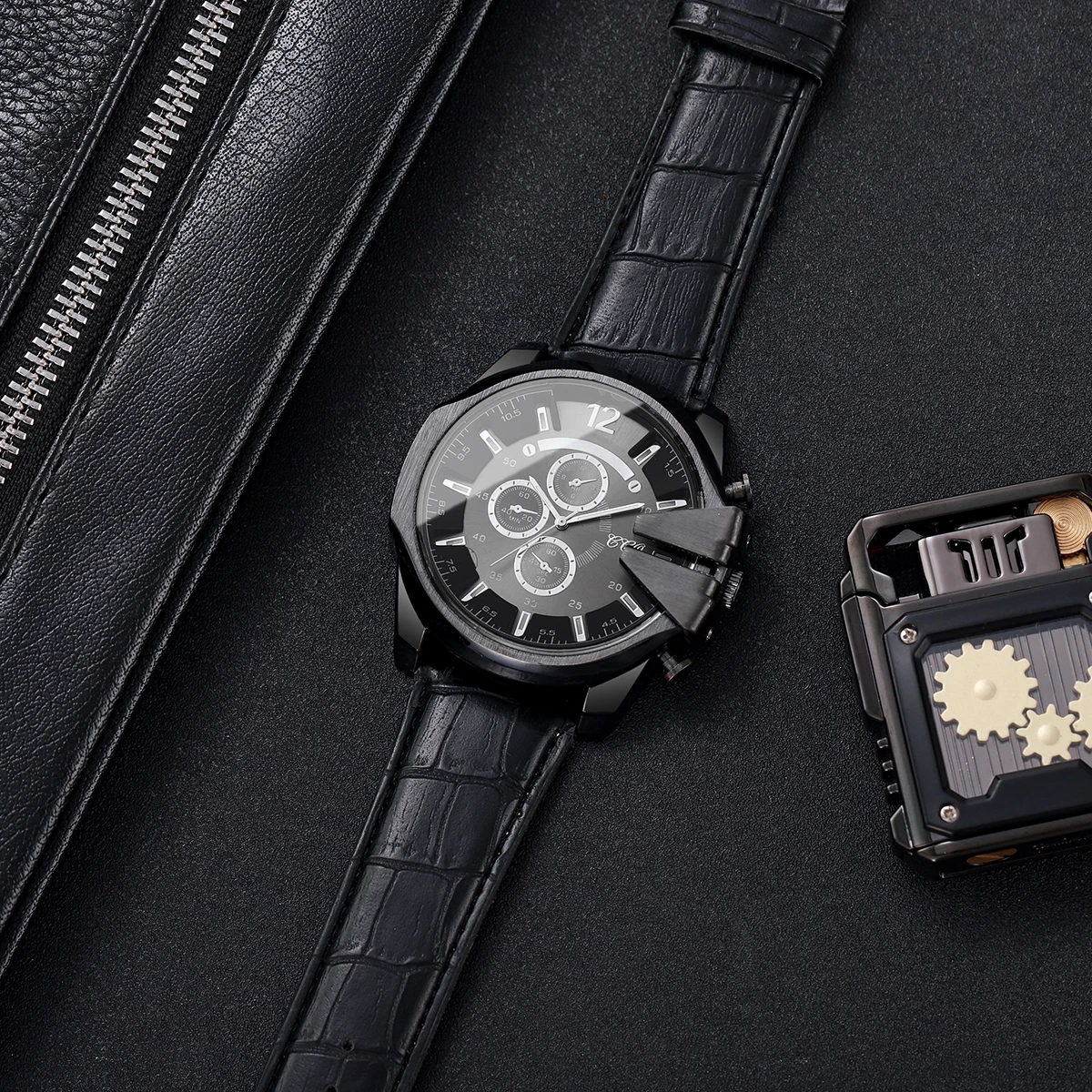 1pcs/set Men's Trendy Handsome Fashion Digital Scale Large Dial Quartz Watch ( Box Not Included)