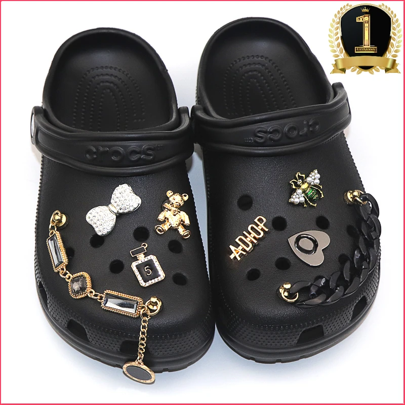 black designer crocs