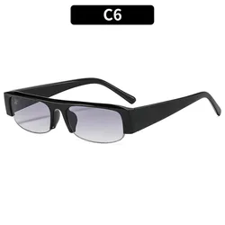 Vintage Leopard Print Half Frame Small Rectangle Gradient UV400 Sunglasses (Double gray)