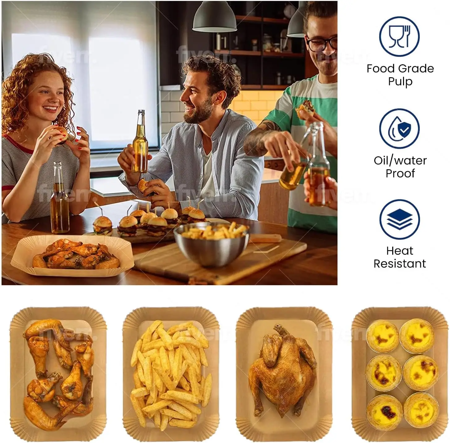 Air Fryer Cooking Baking Paper for Ninja Dual XL foodi AF300 AF400 AF451 Disposable Paper Liner Mold Grill Accessories