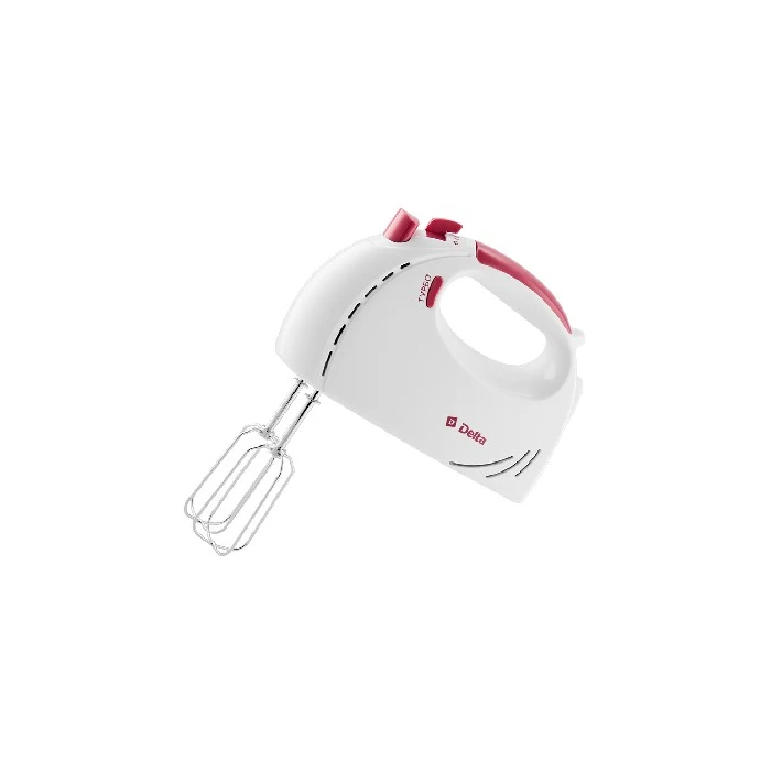 Миксер DELTA DL-5061 белый с темно сиреневым (300 Вт; 5 скоростей; 2 насадки; кнопка отсоединения насадок; турбо режим)