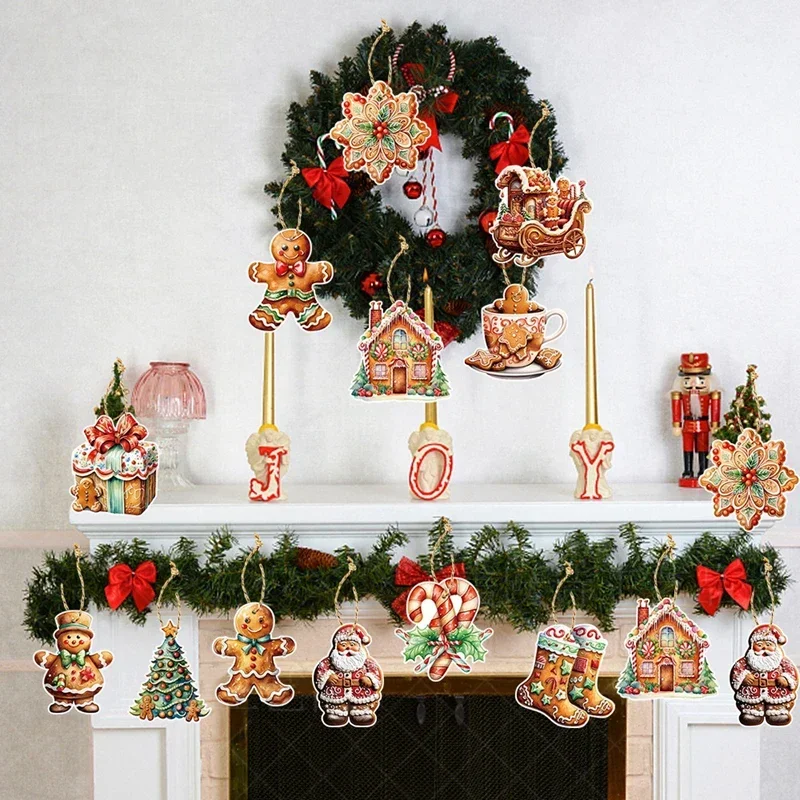 Christmas Gingerbread Man Paper Pendant Merry Christmas Decoration For Home Navidad Noel Xmas Tree Ornament Decor New Year