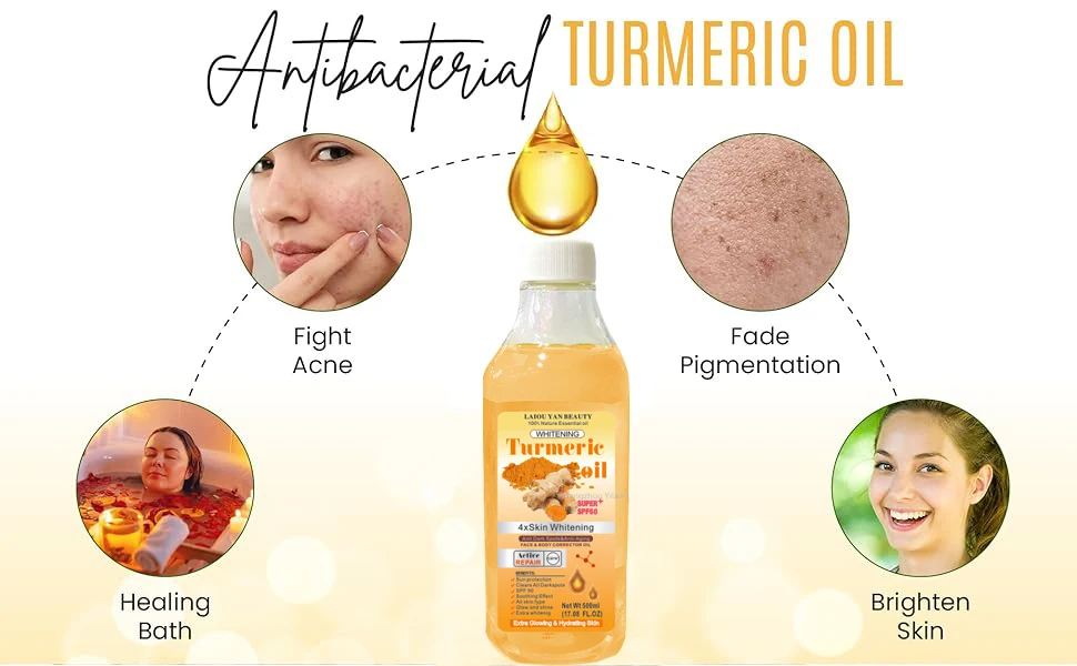 500ml Turmeric Remove Dark Spots Essential Oil for Women Moroccan Ginger Anti Wrinkle Serum Men Whitening Moisturizing Skin Care