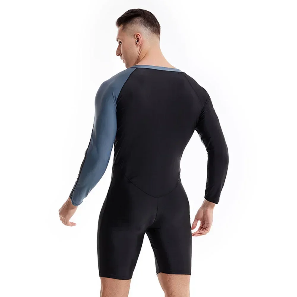 Men's Long-sleeved One-piece Swimsuit Teenager Scuba Diving Surfing Swimsuit Sunscreen Quick-drying Beach Surfing Suit