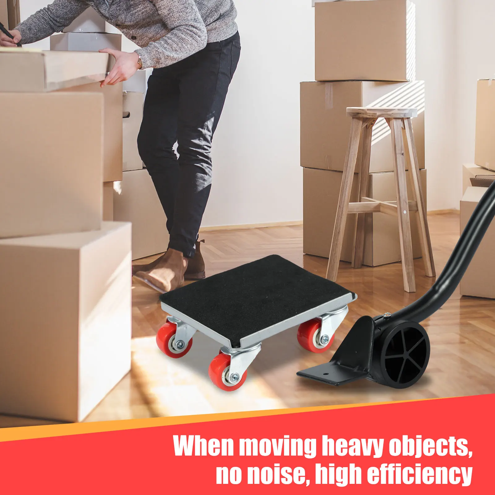 Furniture Lifting Machine 5Pcs New Furniture Lifter Mover Tool 4 Sliders 1 Wheel Bar for Lifting Moving Furniture Helper Transport Tool Bearing 400/600KG