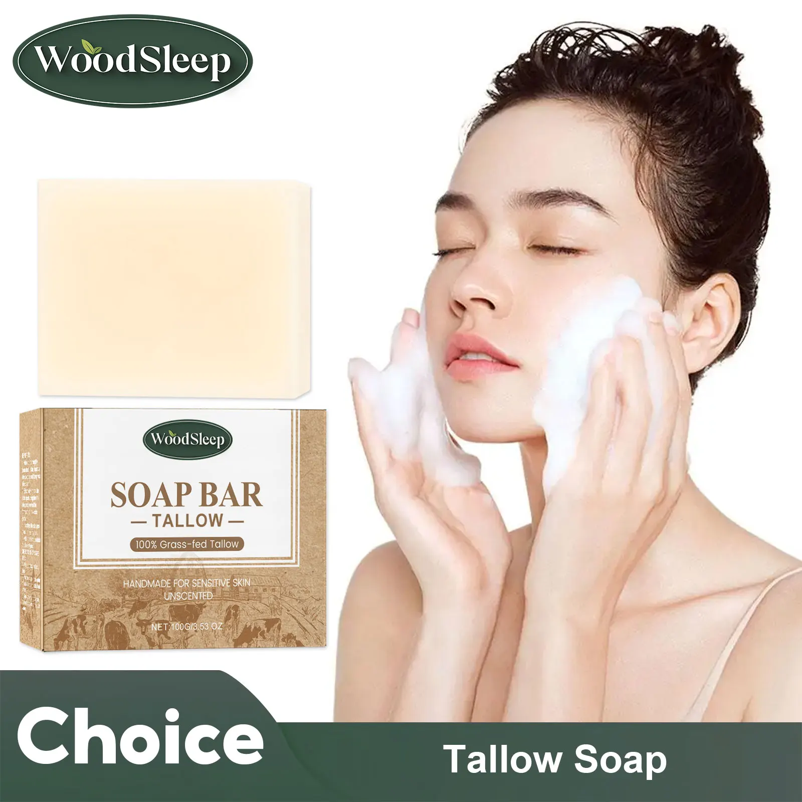 Tallow Soap Deep Cleansing Oil Control Reduce Blackhead Brighten Moisturizing Skin Improve Dullness Facial Cleanser Shower Soap