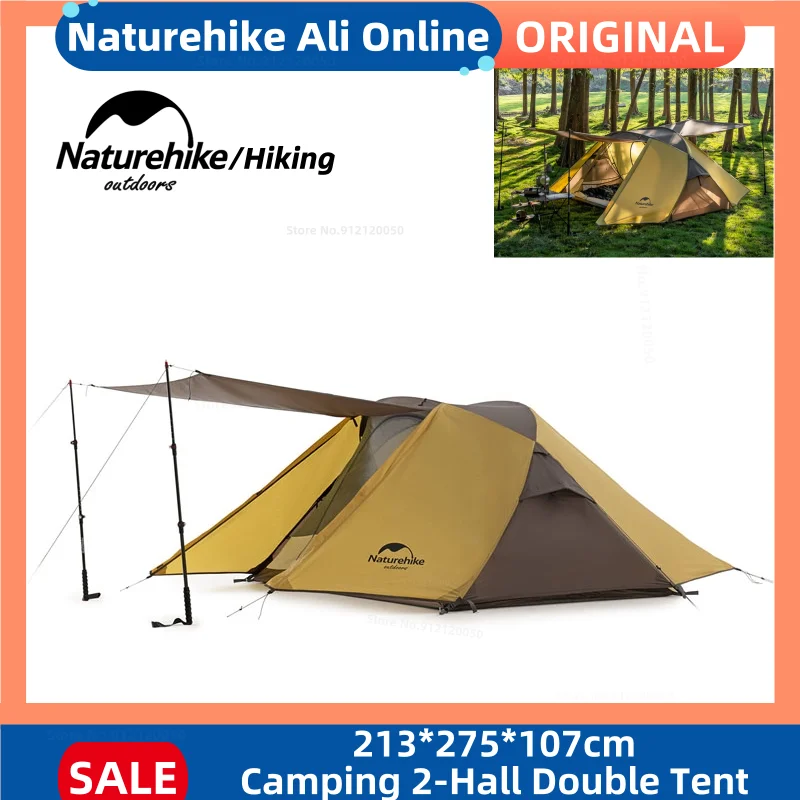 Naturehike Camping 2-hall Tent Double Camping Hiking Rainproof Sunscreen Forest Nature Hike Tent Nh21yw132 - Tents -