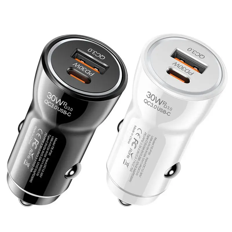 

Fast Car Charger Type C Dual Port Car USB Charger Luminous USB C Charger PD 30W Car Phone Adapter For Most Smartphones Tablets