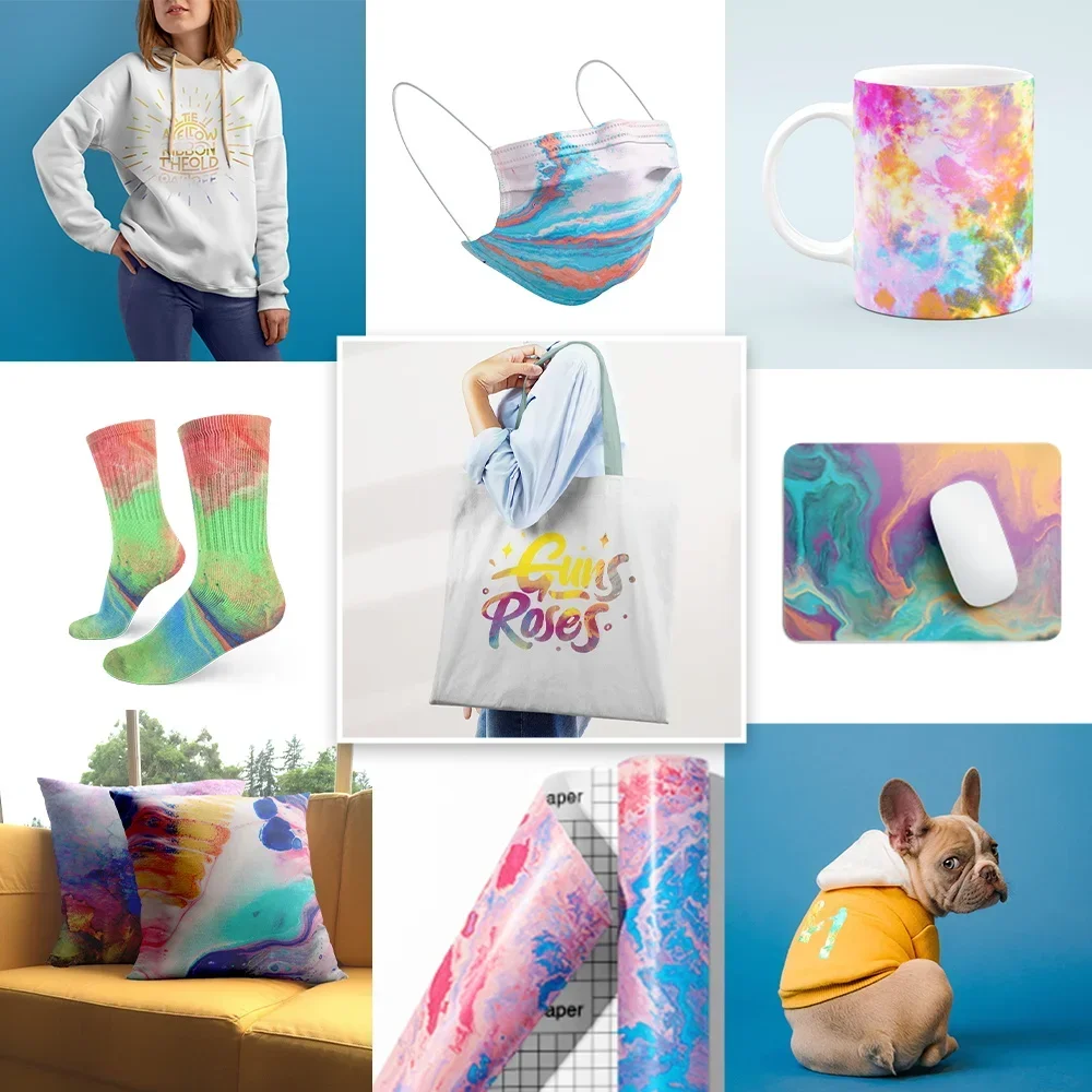 WOWOCUT 수채화 전송 잉크 시트 12*12 열 프레스 용 승화 전송 비닐 종이 DIY 티셔츠 머그잔