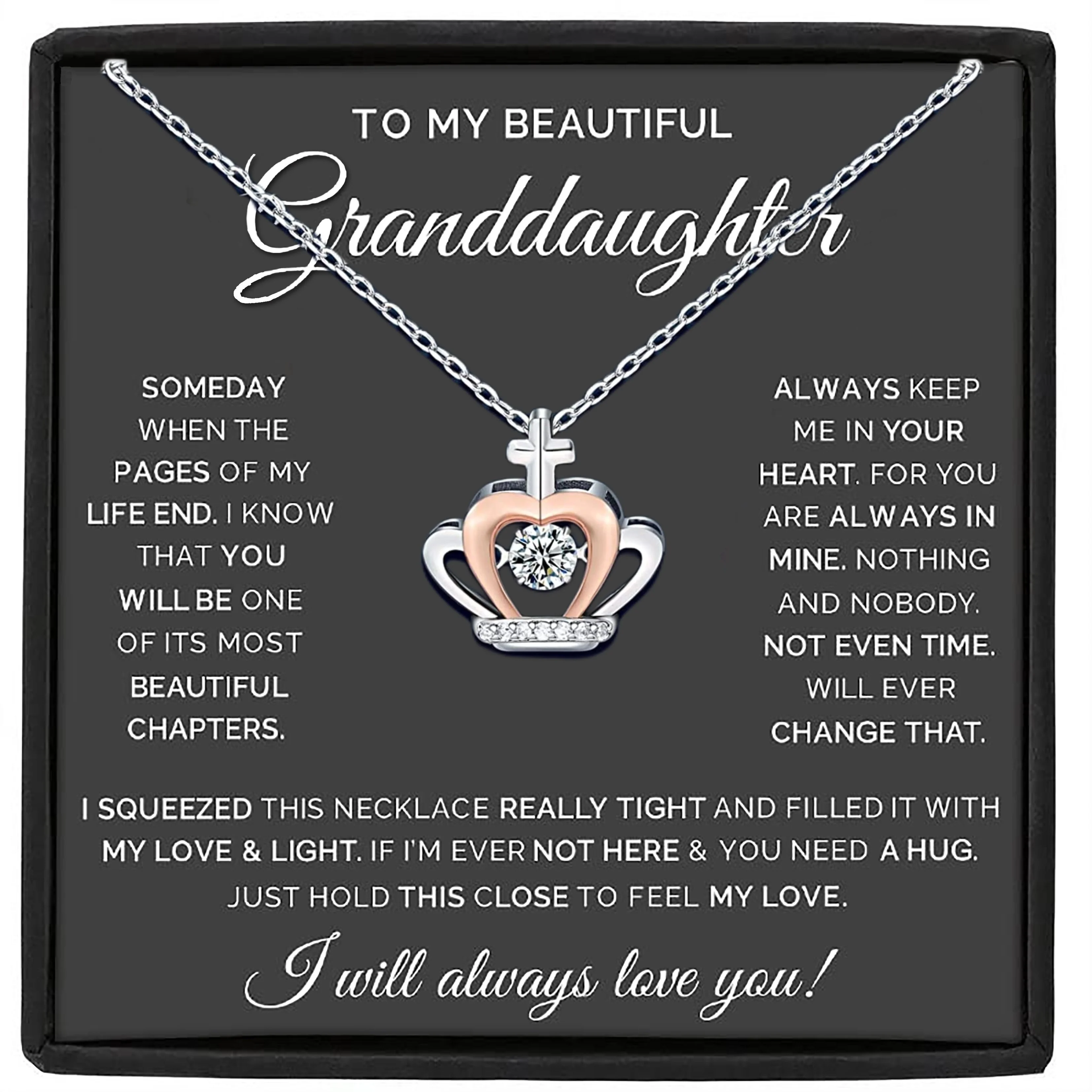 

A Crown Fit For A Princess, Cubic Zirconia Necklace + Card + Gift Box - Perfect Birthday Gift For Your Granddaughter