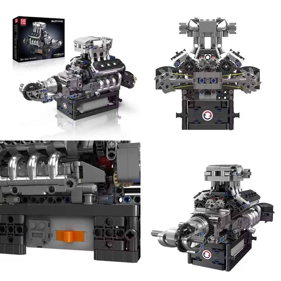 몰드 킹 LSX454 V8 V12 W12 엔진 모터라이즈드 시뮬레이션 모델 전동 구동 블록 테크니컬 자동차 부품 장난감 선물