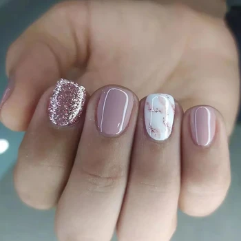 24 unghie corte francesi glitterate con 1 gel gelatina e 1 lima per unghie