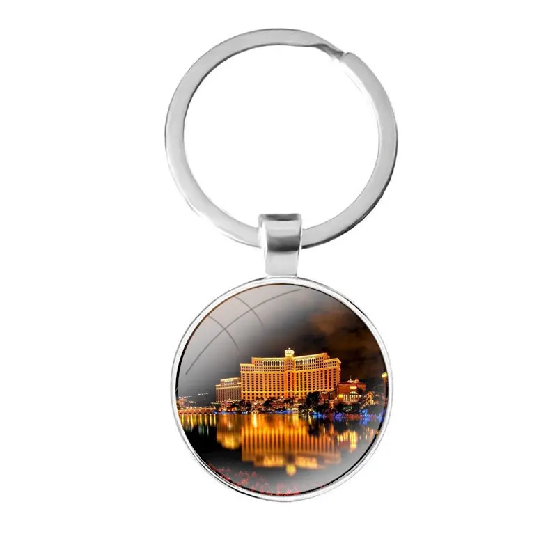 Cute Decor Funny Design LAS VEGAS NEVADA CASINO USA glass cabochon keychain  Bag Car key chain Ring Holder Charms keychains Gifts - AliExpress