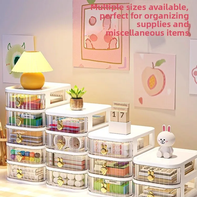 Cartoon Pattern Desktop Organizer with Drawer-Style Storage Box for Office and Cosmetic Essentials