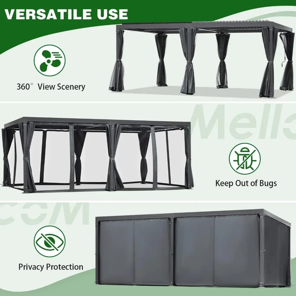 A Louvered Pergola 10x20 with Adjustable Louvered Roof 6