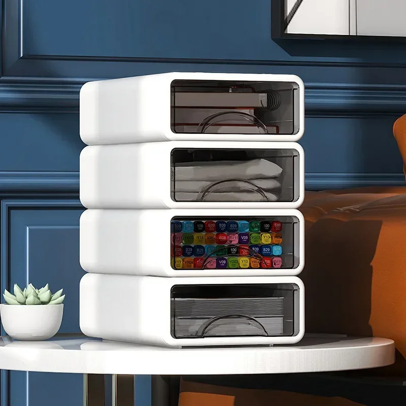Plastic Box Desktop Organizer Drawer Makeup Storage Box Stackable Jewelry Container Large Mask Office Storage Medicine Dustproof 5