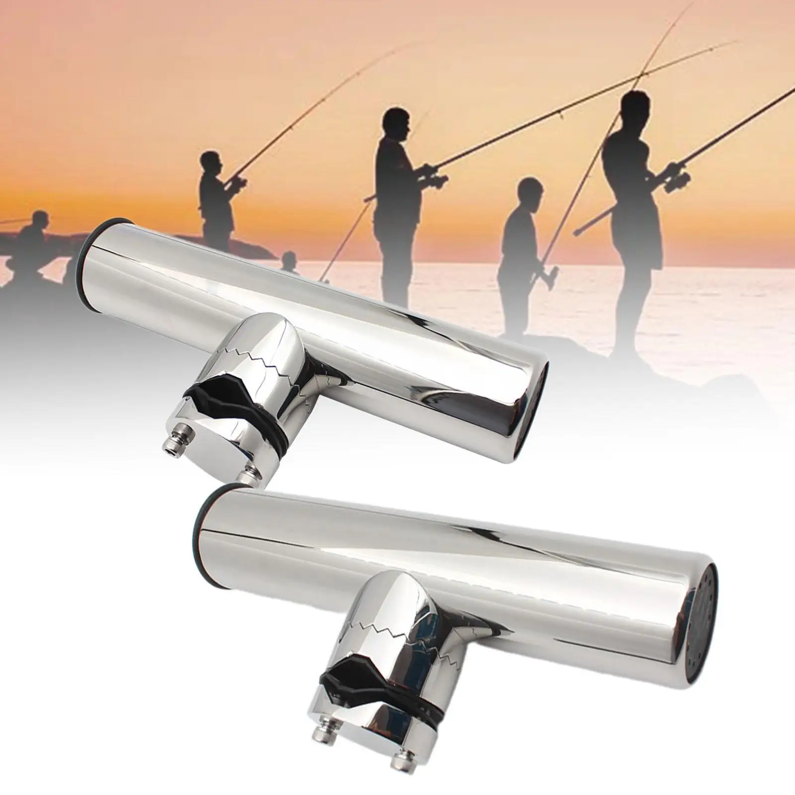 Rail Mount Rod Clamp Holder Fishing Kayak Boat Accessories Easy Installation Stainless Steel Clamp on Rod Holder Bracket Support