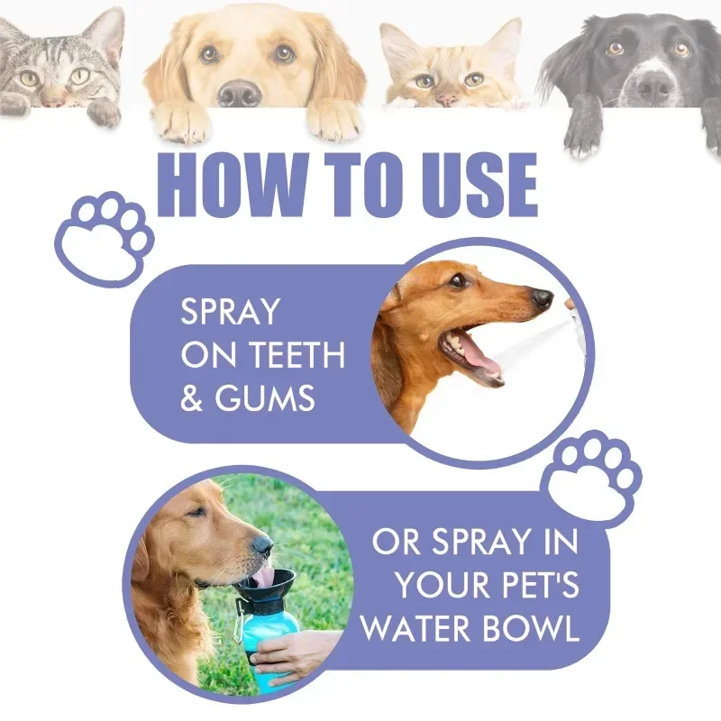 Spray de limpieza dental para mascotas, cuidado bucal, elimina las manchas de los dientes, mantiene el aliento fresco para gatos y s, blanqueamiento, elimina el mal aliento - Imagen 4