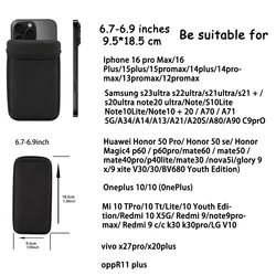Shockproof Dustproof Phone Case Pouch with Neoprene Lining for 6 - 6.5 Inch Smartphones (Black 6.7 - 6.9inch)