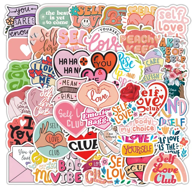 50Pcs Love Yourself Kawaii Waterproof Graffiti Sticker Car Guitar  Motorcycle Luggage Bicycle Classic Toy Decal Sticker For Kid - AliExpress