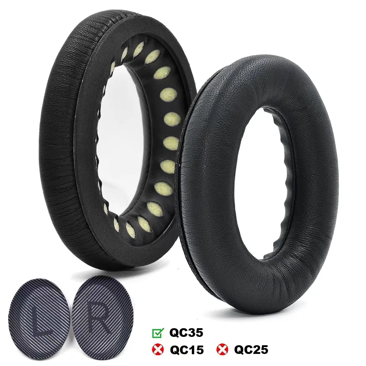 

QC35ii QC35 Earpads Sheepskin Real Leather Cushions Replacement for Bose QC 35ii 35 ii QuietComfort Quiet Comfort Headphones Ear