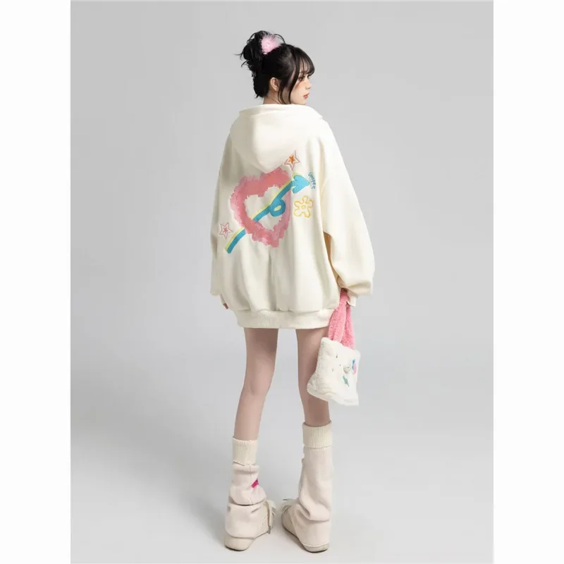 Loose Hoodie Sweatshirt Unisex Autumn Winter New High Street Hong Kong Style Student Printed Top Coat Jacket Female Male - Image 4