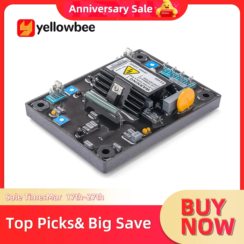 

Generator AVR SX460 Single Phase Diesel Automatic Voltage Regulator Genset Part Adjustable Controller Stabilizer 100kw