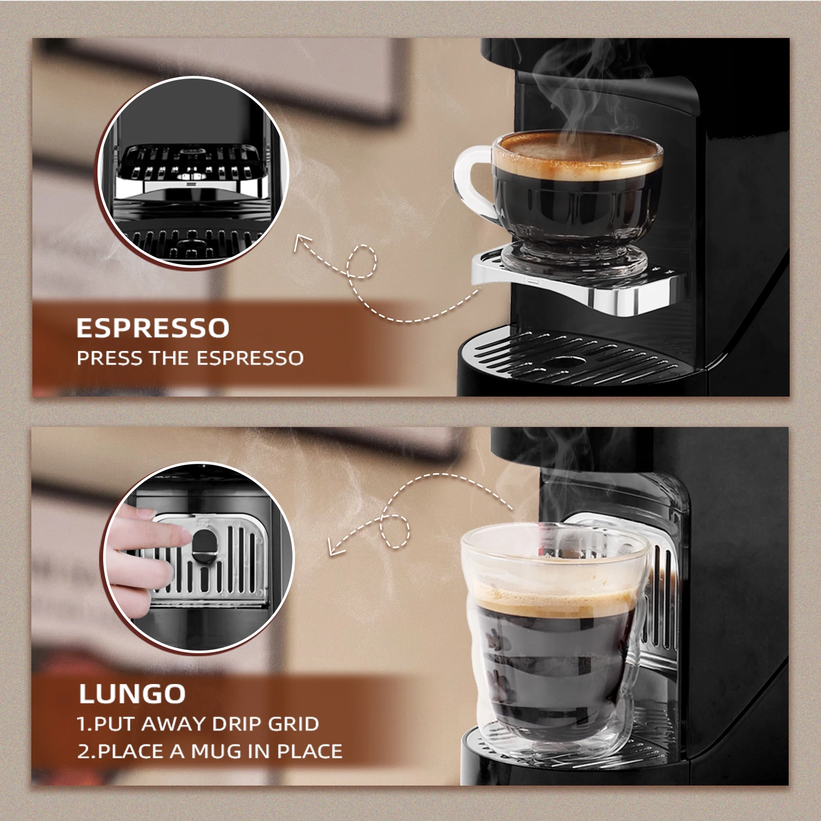 Máquina de café totalmente automática，Máquina de café expresso，Pressão da bomba 20 Bar，127V，900ML 6
