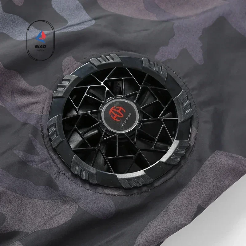 EiAOAir Conditioner Fan Vest Mens Summer Fishing Cooling Sleeveless Work Jacket Refrigeration Clothes Hiking Camouflage Ice Vest