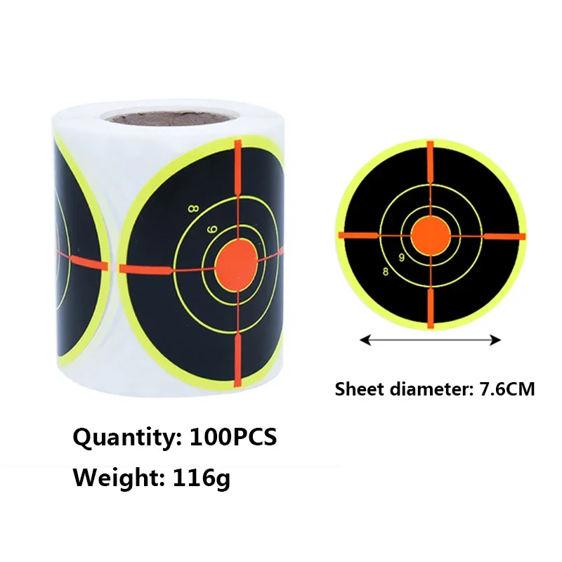 3in Paper Per Shooting ToolsRoll 100/200pcs Splatter Splash Adhesive Sticker Targets Amp Shooting Reactive Practice