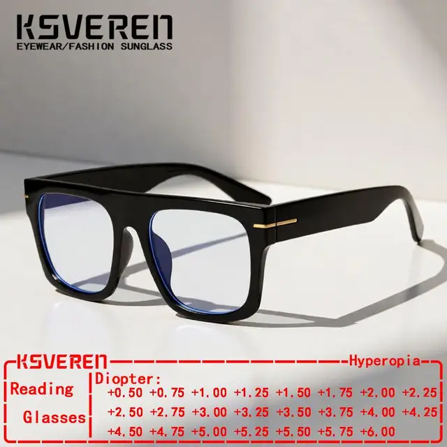 Grand carré Anti lumière bleue lunettes de lecture hommes femmes classique concepteur clair presbyte lunettes Prescription lunettes optiques 1