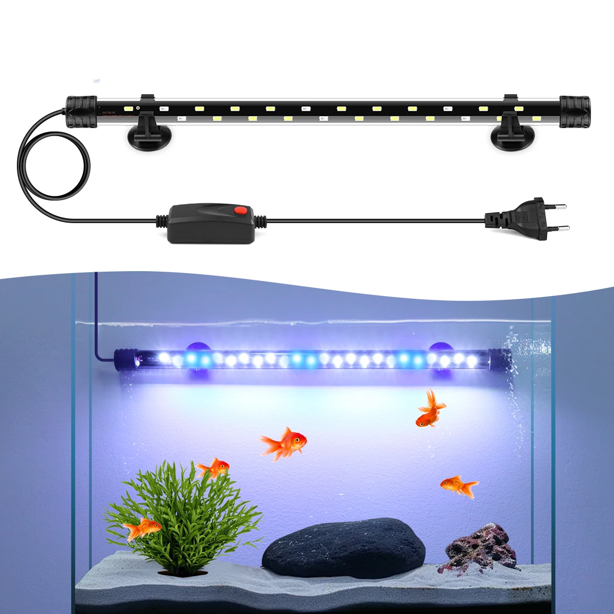 110V-220V Multi-color 18-48cm Aquarium LED Lighting Submersible Mood Lamp Blue White Waterproof Fish Tank Decor Plant Grow Light Aquarium Light Aquarium Lamp