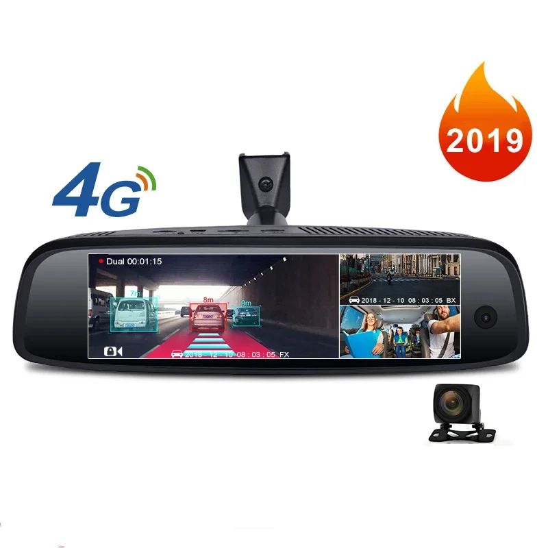 2019 신형 2+32GB 3채널 차량용 DVR ADAS 4G 안드로이드 후방 카메라 FHD 1080P 특수 브래킷 자동차 블랙박스 택시용