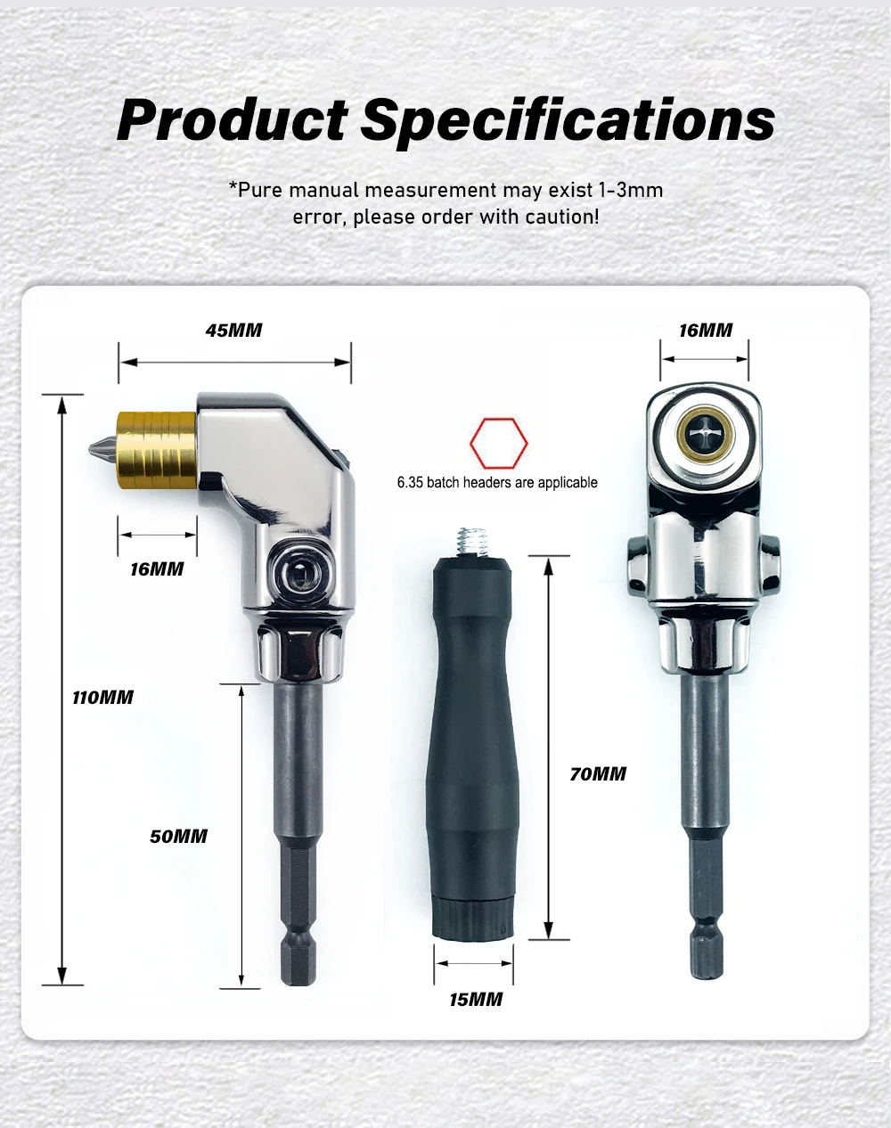 90 Degree Right Angle Drill Attachment Right Angle Screwdriver Bit Holder for 1/