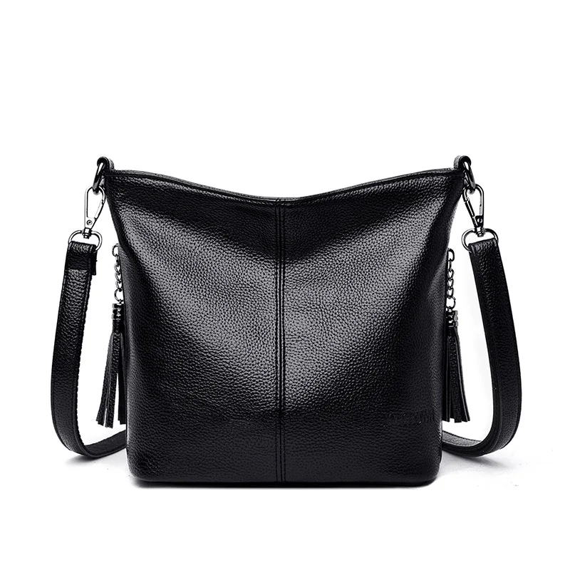 Womens Black Leather Satchel Purse Soft Leather Crossbody Bag for Women, Black