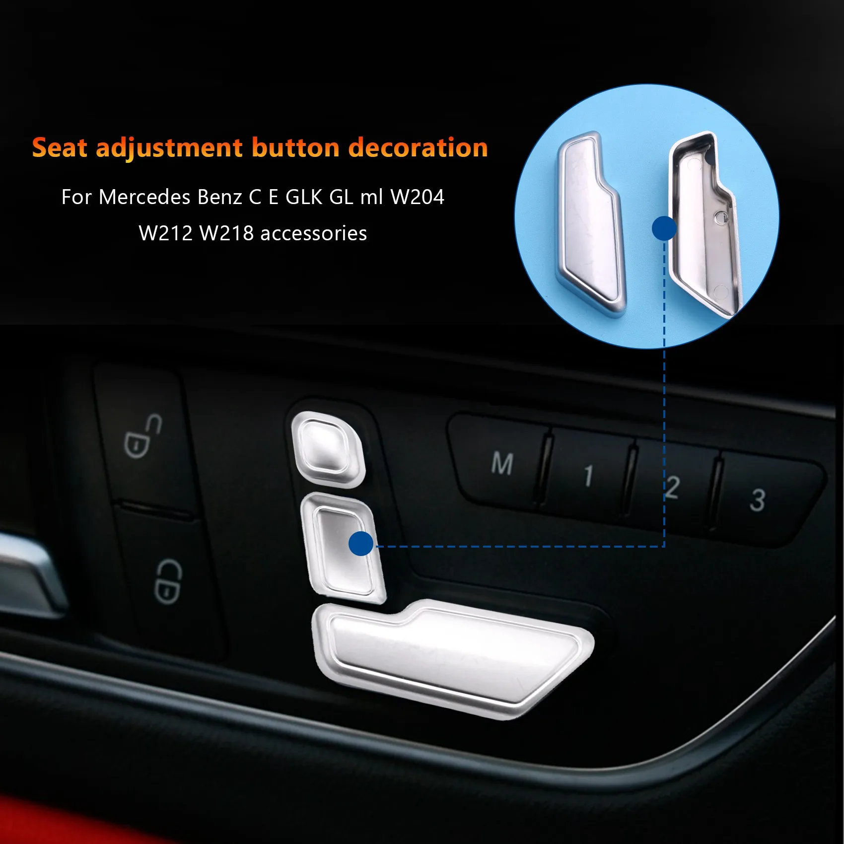 Car Zinc Alloy Door Seat Adjust Button Switch Cover Sticker Trim for Benz C E GLK GL ML Cl  W204 W212 W218 Accessories