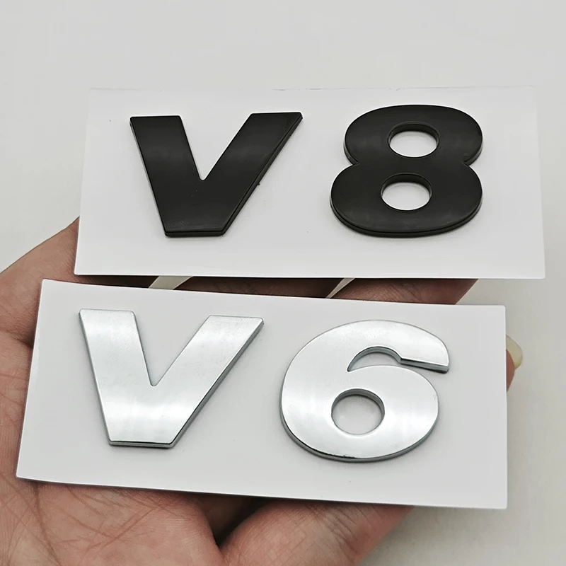 3D ABS 자동차 레터 로고 V6 V8 배지 스티커 리어 트렁크 엠블럼 폭스바겐 VW 페이톤 골프 Mk3 Mk4 Mk5 티구안 아틀라스 CC 아테온용