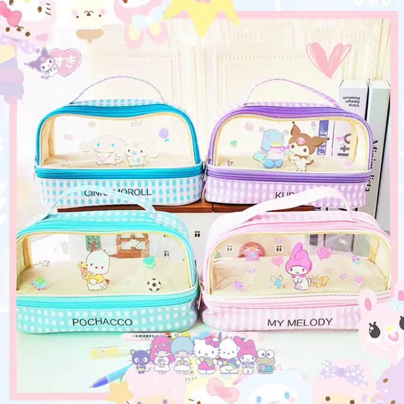 

Sanrioed Cosmetic Bag Kawaii Students Pen Bag High-Capacity Anime My Melody Cinnamoroll Pochacco Cute Lovely Kids Girls Gifts