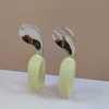 New design training easy to grip Elbow fork spoon short handle learn artifact silicone Baby 316 stainless steel fork spoons 6