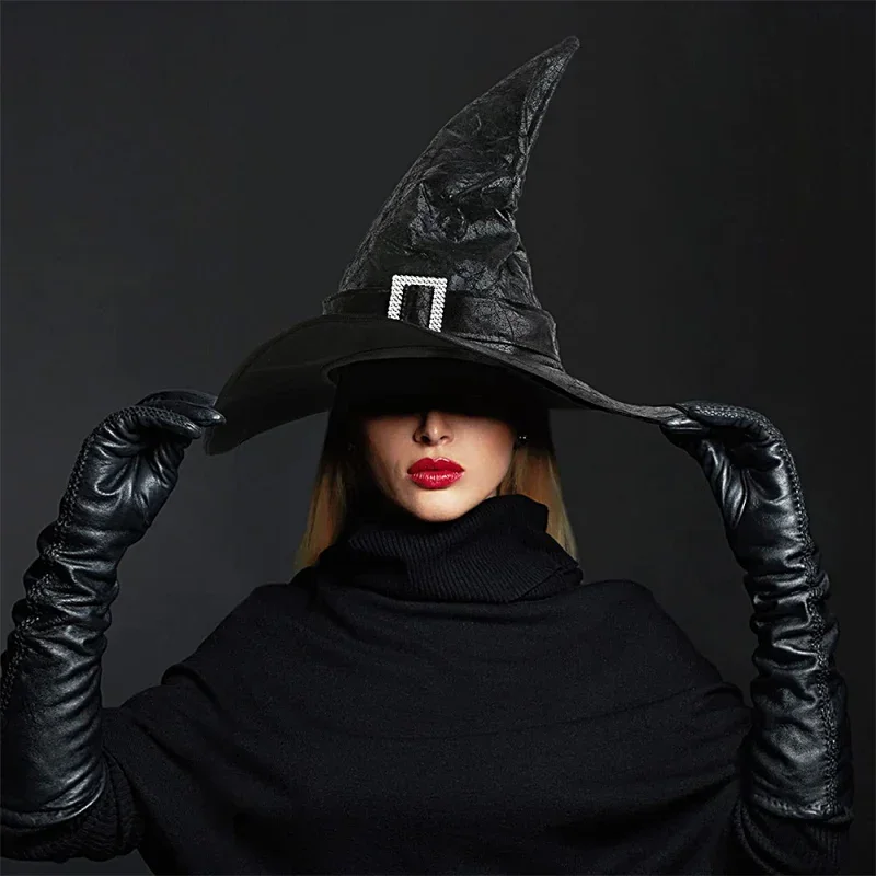 Leather Witch Wizard Hat for Halloween Cosplay Costume