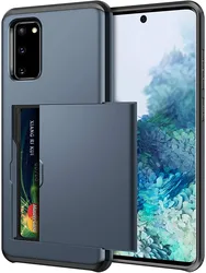 Card Holder Hard Back Protective Phone Case - Durable & Secure Cover - Galaxy Note10 Plus (Navy Blue)