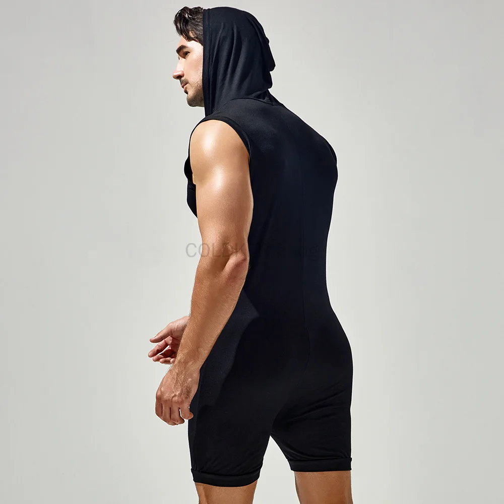 Stylish New Men's Sleeveless Bodysuit Romper Tracksuit Casual Fahsionable Male Sexy Skinny Singlets Jumpsuits Home Wear Pajamas