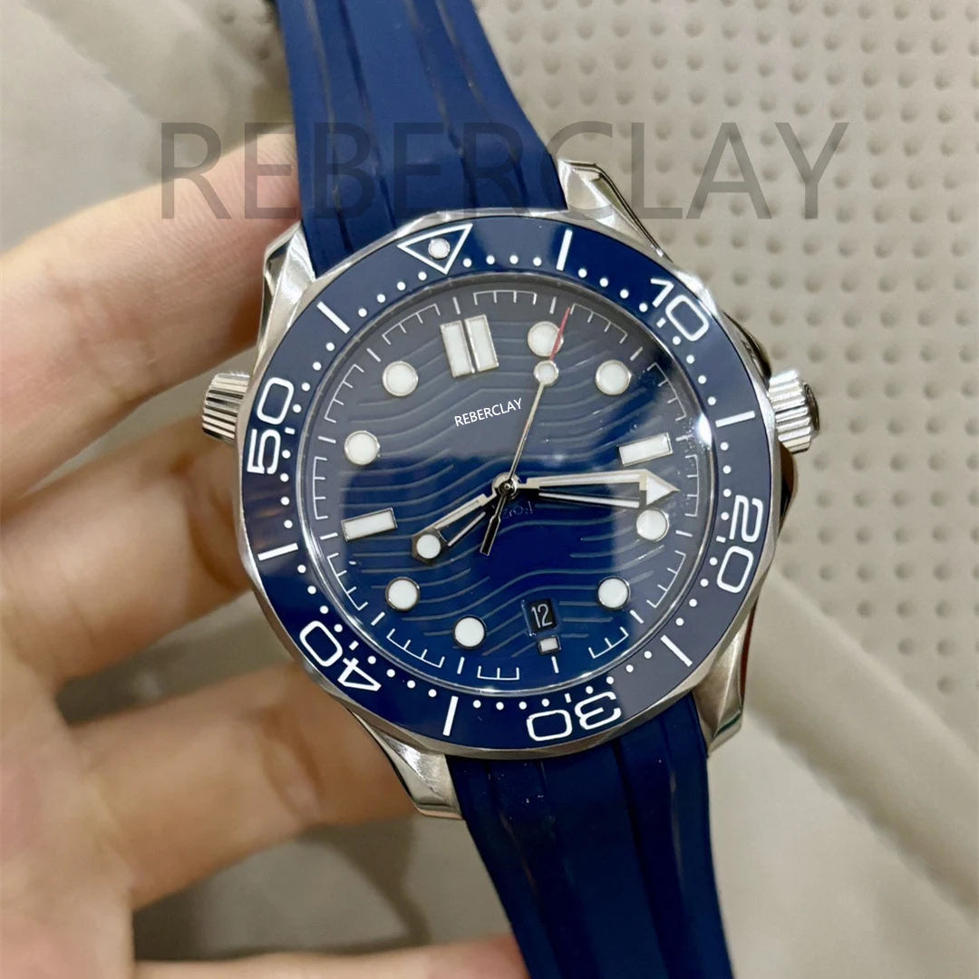 

Часы мужские автоматические, водонепроницаемые, с резиновым ремешком, 42 мм, 300 м